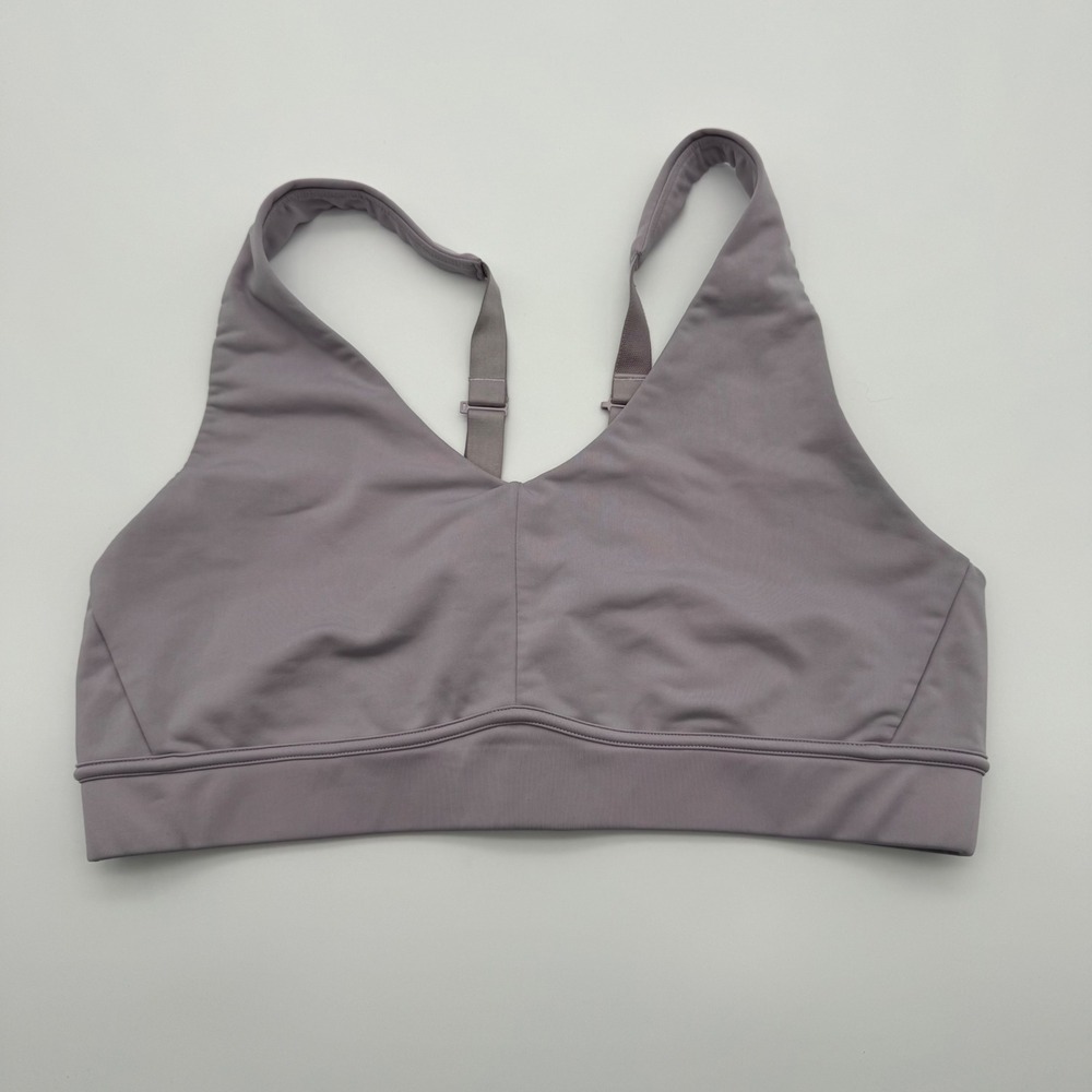 Fabletics Dusty Purple Convertible Strap Sports Bra V-Neck Hook Eye Closure L/XL